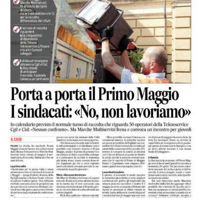 Primo Maggio al lavoro. Lettera aperta RSU igiene ambientale  Marchemultiservizi e Stirano- Teknoservice