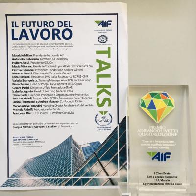 "Il futuro del lavoro": Ial Marche premiata alla IV Edizione del Premio AIF Adriano Olivetti