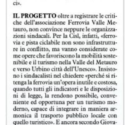 Ferrovia Fano - Urbino: serve un tavolo per lo sviluppo del territorio