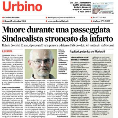 Cisl FP Marche piange la scomparsa di Roberto Cecchini, storico sindacalista