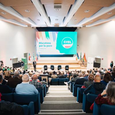 Maratona per Pace la Cisl Marche riempie l’Ateneo di Ancona  per Gaza e contro ogni guerra