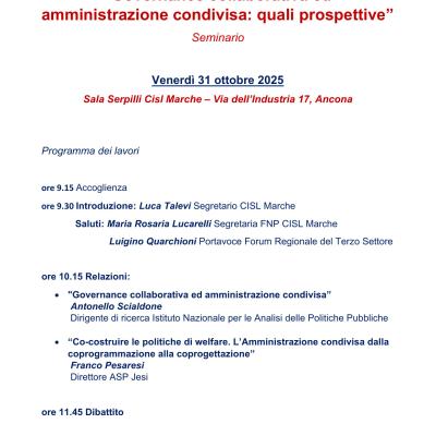 Governance collaborativa e amministrazione condivisa: la CISL Marche apre il confronto sulle prospettive future