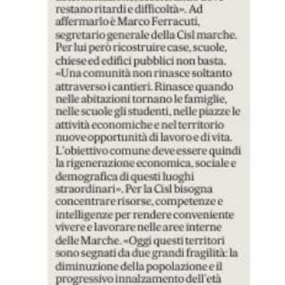 24 agosto 2016 – 24 agosto 2026  Sisma Centro Italia, Ferracuti: “La sfida è rendere le aree interne attrattive per giovani, famiglie e imprese”