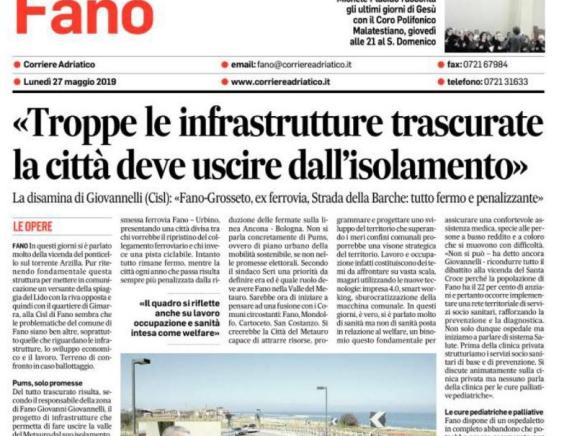 Fano: troppe infrastrutture trascurate. La città deve uscire dall'isolamento