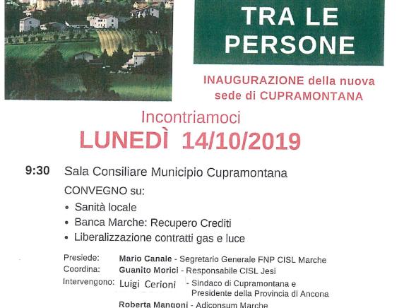 La Cisl nel territorio tra le persone: inaugurazione della nuova sede di Cupramontana