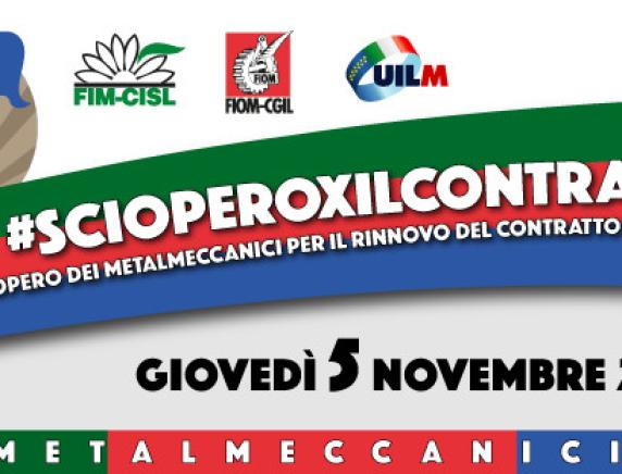 Sciopero  nazionale per il rinnovo CCNL metalmeccanici  5 novembre manifestazioni ad Ancona e Pesaro
