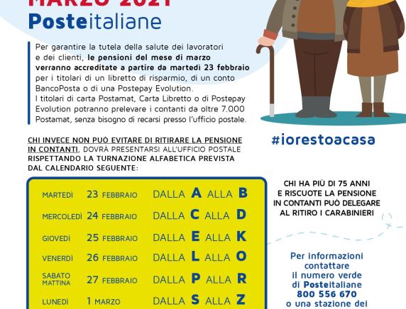 Pensioni in sicurezza: uscito il calendario  di pagamento del mese di marzo 2021