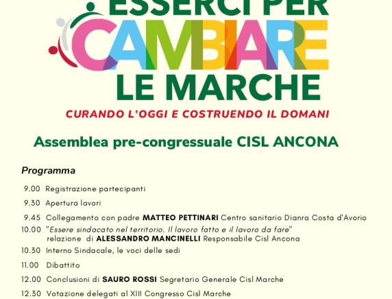 Esserci per cambiare le Marche: assemblea pre-congressuale Cisl Ancona