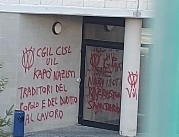 Gravi atti vandalici alla sede della Cgil Marche solidarietà e sostegno da Cisl Marche
