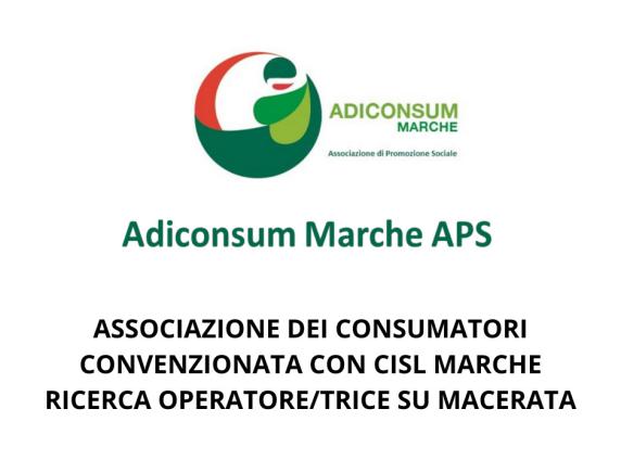 Adiconsum Marche ricerca operatore/trice su Macerata