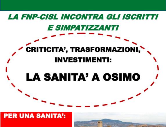 La sanità ad Osimo: criticità, trasformazioni, investimenti. Incontro pubblico con la Cisl FNP