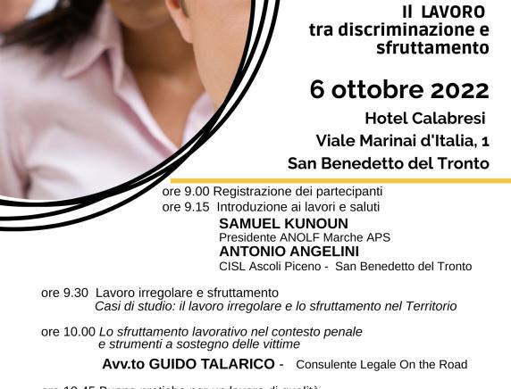 "Un lavoro di qualità. Il lavoro tra discriminazione e sfruttamento" Seminario a San Benedetto del Tronto