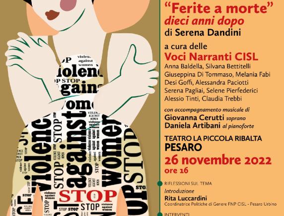 "Ferite a morte. Dieci anni dopo"   live reading e tavola rotonda al Teatro la Piccola Ribalta di Pesaro