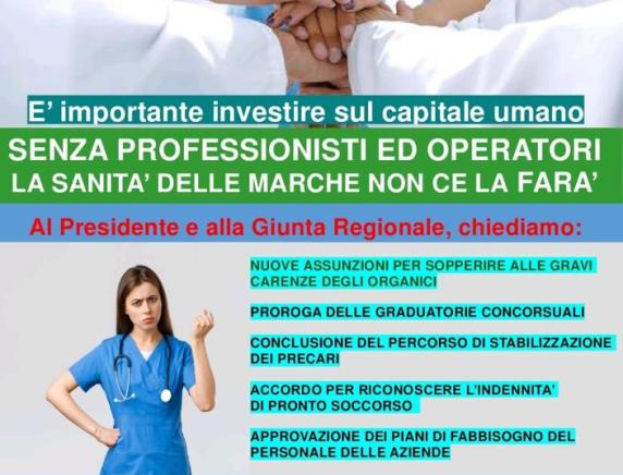 Carenza di personale sanitario nelle Marche 20 Febbraio manifestazione regionale ad Ancona
