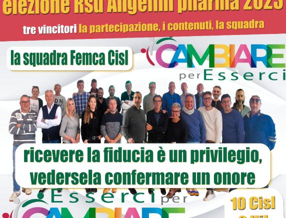 Successo della FEMCA CISL alle elezioni Rsu in Angelini Pharma Ancona