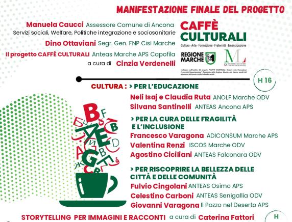 “CAFFE’ CULTURALI: Storie collettive di incontro ed inclusione” 30 ottobre evento conclusivo ad Ancona