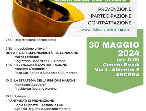 “Fermiamo la scia di sangue nelle Marche: prevenzione, partecipazione, contrattazione“  Assemblea regionale sulla salute e sicurezza ad Ancona