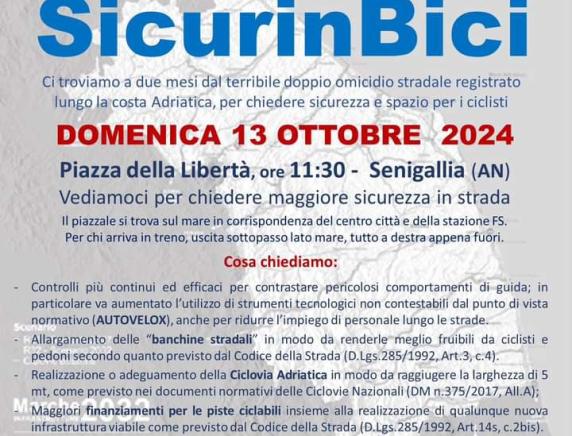 “SICURIINBICI” 13 settembre a Senigallia