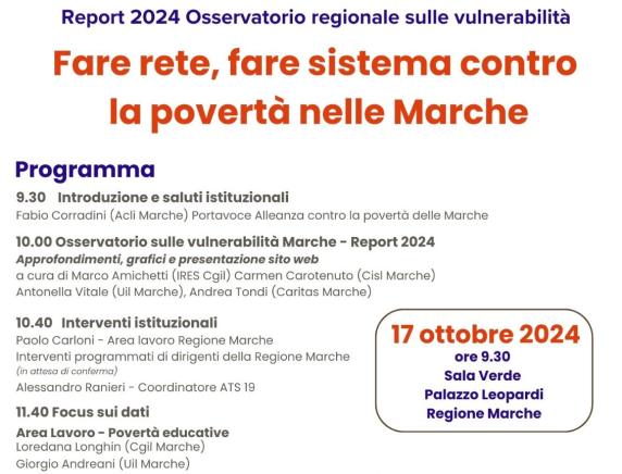 Fare rete, fare sistema contro la povertà nelle Marche