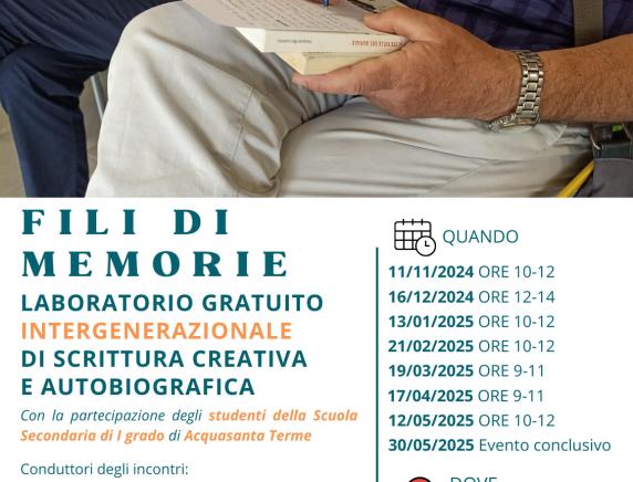 “Fili di memorie” al via il Laboratorio di scrittura creativa ad Aquasanta Terme