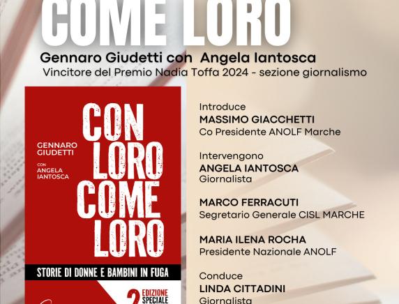 ANOLF Marche presenta il libro "Con loro come loro" vincitore del Premio Nadia Toffa 2024
