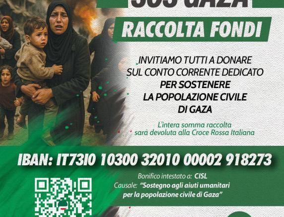 Gaza, al via  la sottoscrizione della Cisl per sostenere gli interventi umanitari tramite la Croce Rossa