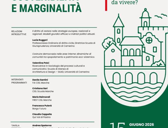 Aree interne tra sostenibilità e marginalità: a Camerino Convegno sul futuro dei territori