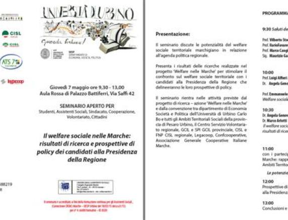 Welfare sociale nelle Marche: seminario a Urbino con i candidati alla Presidenza della Regione